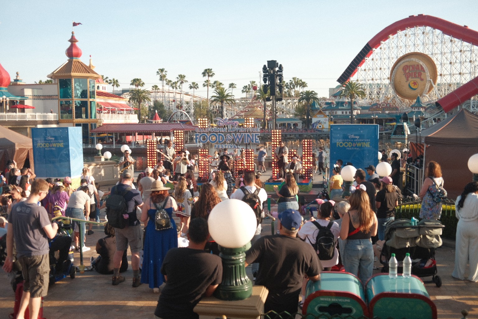 Crowd watching Kevin Michael Chong and the band perform at the Disney California Adventure Food & Wine Festival